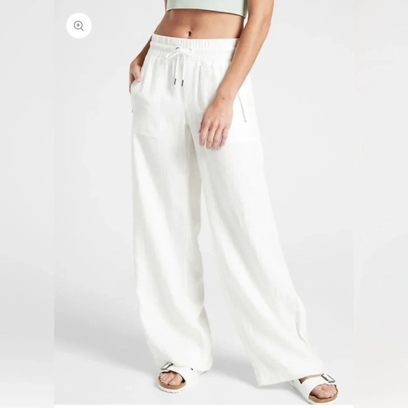 Athleta Pants - Athleta Cabo Linen Wide Leg Pant White